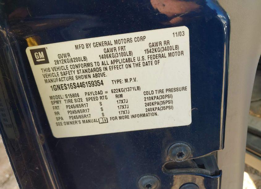 Photo 9 of 2004 Chevrolet Trailblazer EXT LS (VIN 1GNES16S446159354)