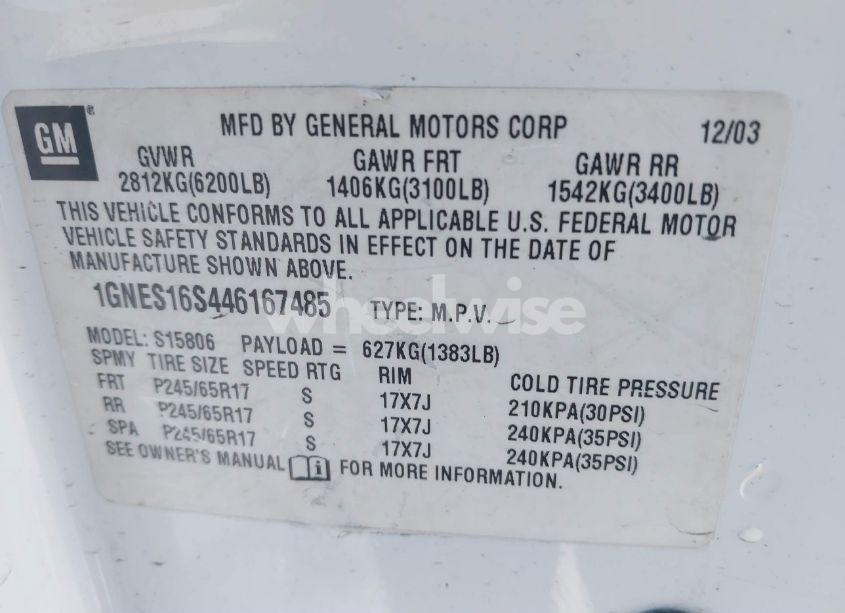 Photo 9 of 2004 Chevrolet Trailblazer EXT LS (VIN 1GNES16S446167485)