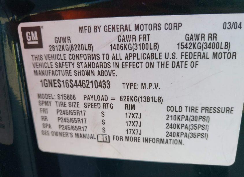 Photo 9 of 2004 Chevrolet Trailblazer EXT LS (VIN 1GNES16S446210433)