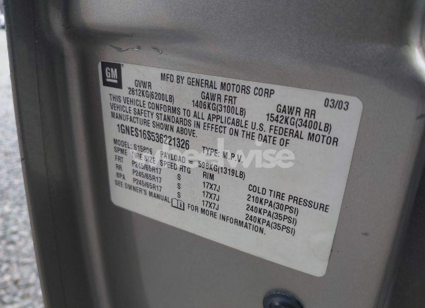 Photo 9 of 2003 Chevrolet Trailblazer EXT LT (VIN 1GNES16S536221326)