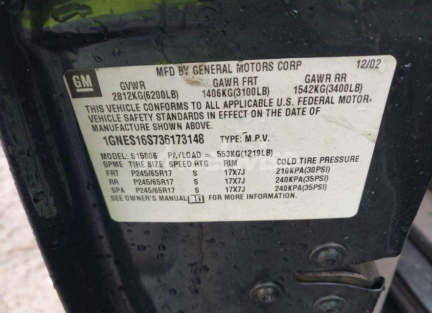 Photo 9 of 2003 Chevrolet Trailblazer EXT LT (VIN 1GNES16S736173148)