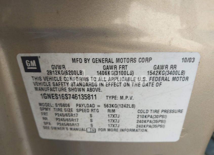 Photo 9 of 2004 Chevrolet Trailblazer EXT LT (VIN 1GNES16S746135811)