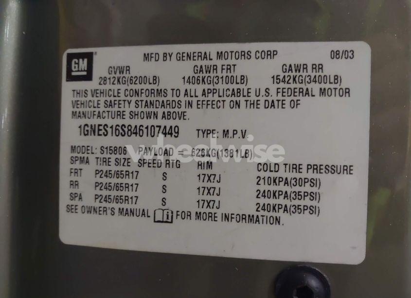 Photo 9 of 2004 Chevrolet Trailblazer EXT LS (VIN 1GNES16S846107449)