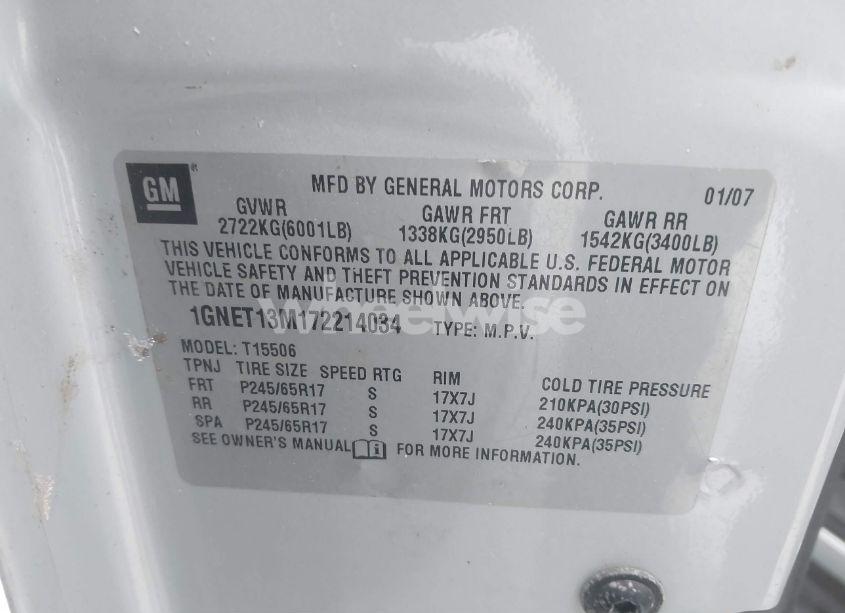 Photo 9 of 2007 Chevrolet Trailblazer LT (VIN 1GNET13M172214034)