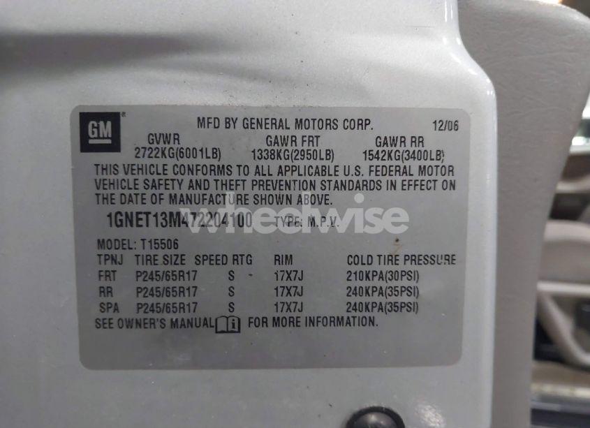 Photo 9 of 2007 Chevrolet Trailblazer LS (VIN 1GNET13M472204100)