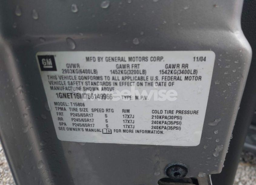 Photo 9 of 2005 Chevrolet Trailblazer EXT LT (VIN 1GNET16M756149966)