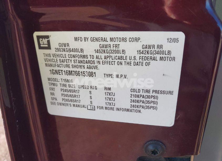 Photo 9 of 2006 Chevrolet Trailblazer EXT LT (VIN 1GNET16M766153081)