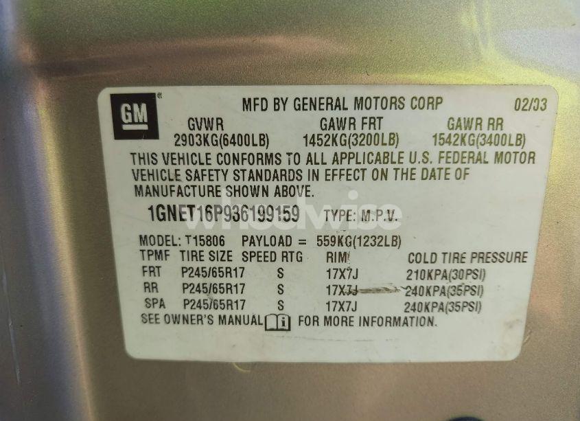 Photo 9 of 2003 Chevrolet Trailblazer EXT LT (VIN 1GNET16P936199159)