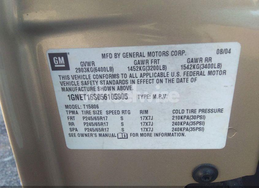 Photo 9 of 2005 Chevrolet Trailblazer EXT LS (VIN 1GNET16S056105905)