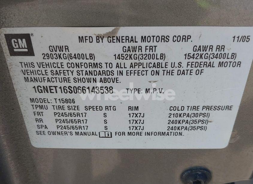 Photo 9 of 2006 Chevrolet Trailblazer EXT LS (VIN 1GNET16S066143538)