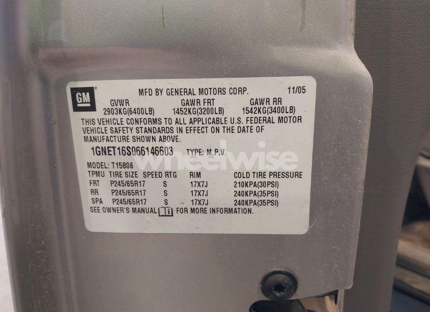 Photo 9 of 2006 Chevrolet Trailblazer EXT LS (VIN 1GNET16S066146603)