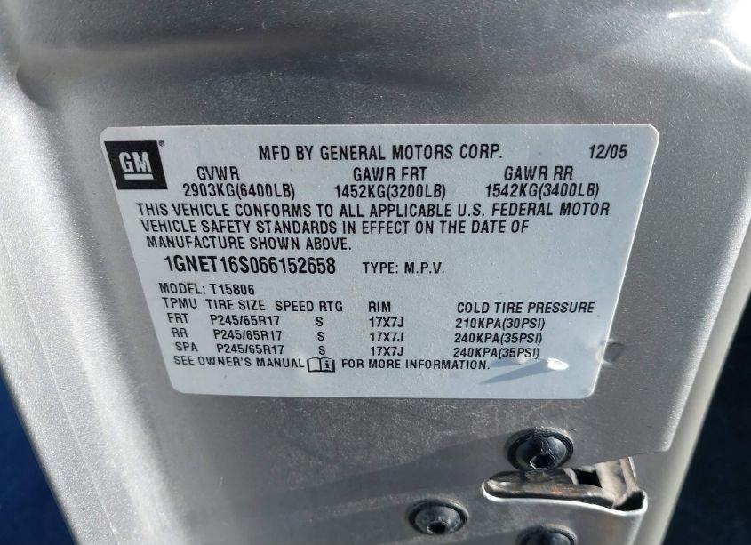 Photo 9 of 2006 Chevrolet Trailblazer EXT LS (VIN 1GNET16S066152658)