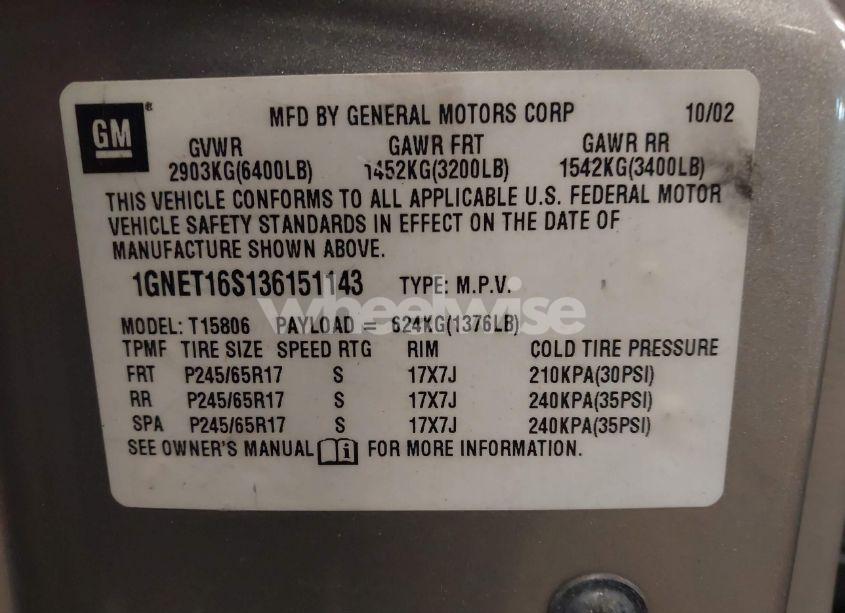 Photo 9 of 2003 Chevrolet Trailblazer EXT LT (VIN 1GNET16S136151143)