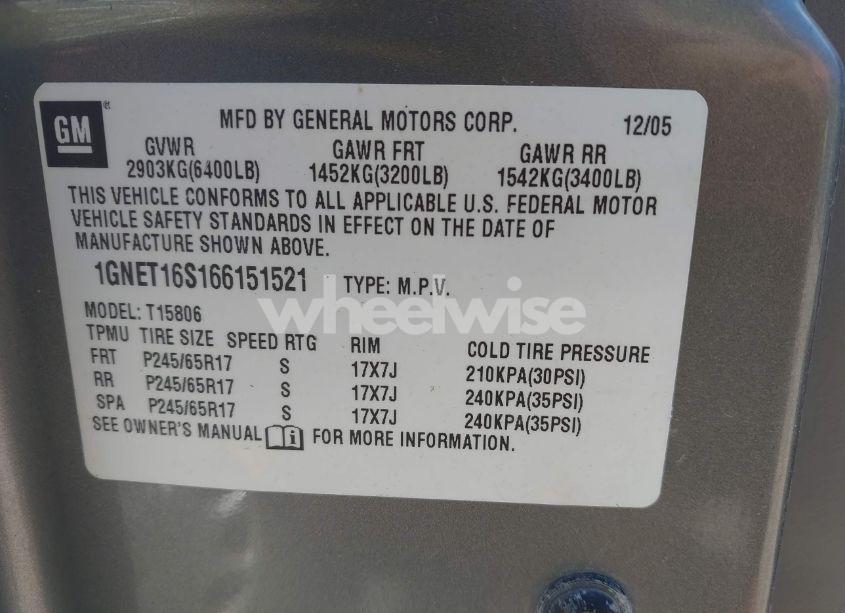 Photo 9 of 2006 Chevrolet Trailblazer EXT LS (VIN 1GNET16S166151521)