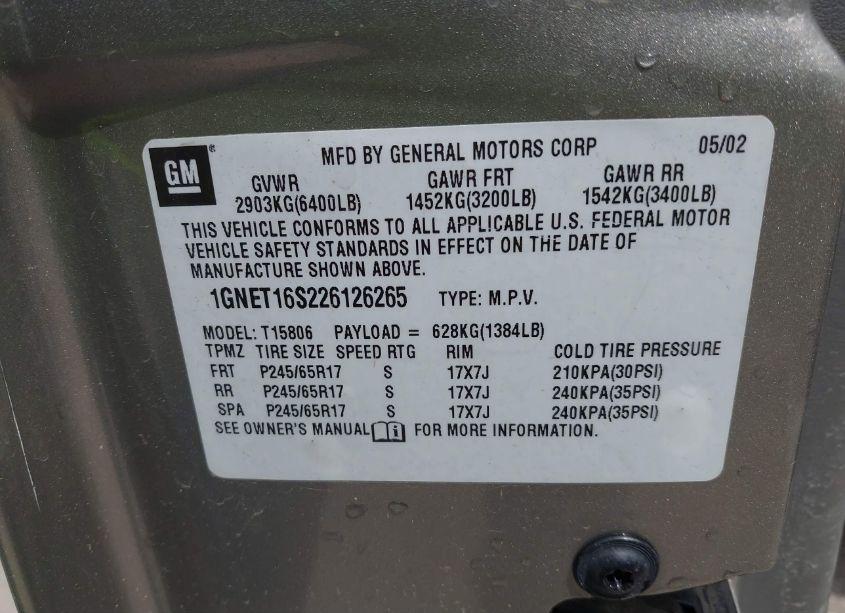 Photo 9 of 2002 Chevrolet Trailblazer EXT LT (VIN 1GNET16S226126265)