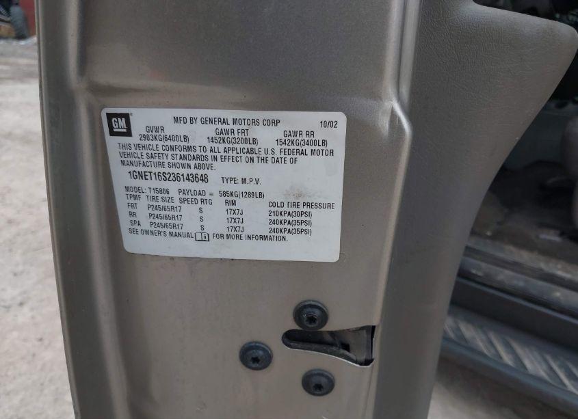 Photo 9 of 2003 Chevrolet Trailblazer EXT LT (VIN 1GNET16S236143648)