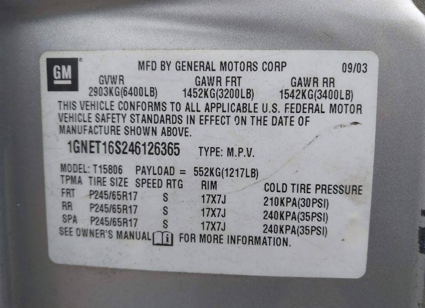 Photo 9 of 2004 Chevrolet Trailblazer EXT LT (VIN 1GNET16S246126365)