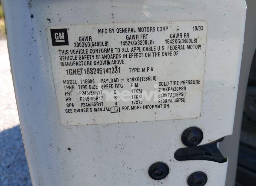 Photo 9 of 2004 Chevrolet Trailblazer EXT LS (VIN 1GNET16S246147331)