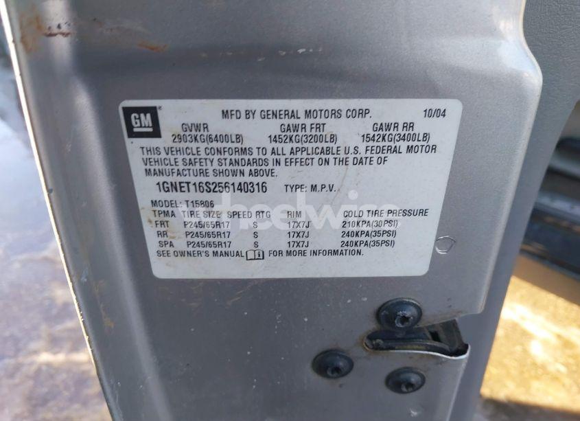 Photo 9 of 2005 Chevrolet Trailblazer EXT LS (VIN 1GNET16S256140316)