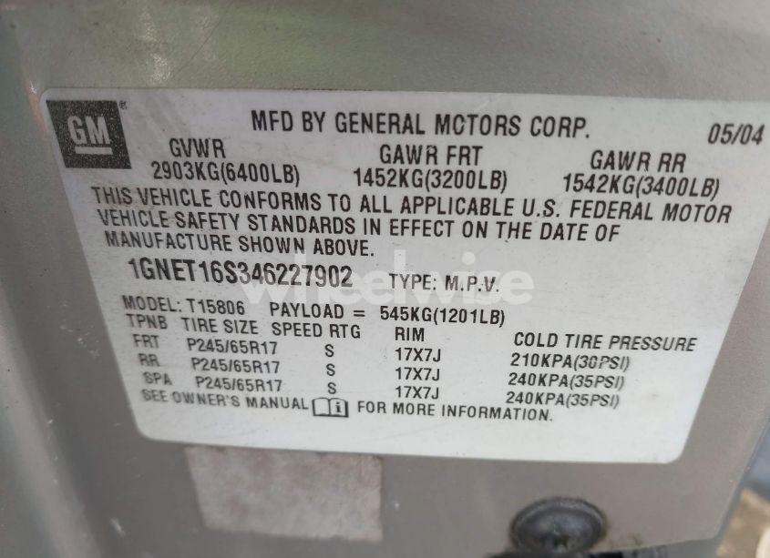 Photo 9 of 2004 Chevrolet Trailblazer EXT LT (VIN 1GNET16S346227902)