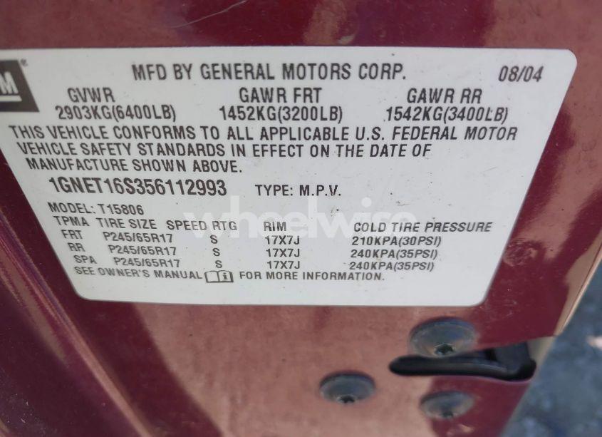 Photo 9 of 2005 Chevrolet Trailblazer EXT LS/EXT LT (VIN 1GNET16S356112993)