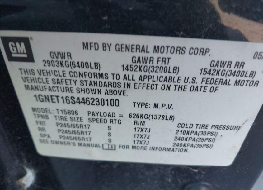 Photo 9 of 2004 Chevrolet Trailblazer EXT LS (VIN 1GNET16S446230100)