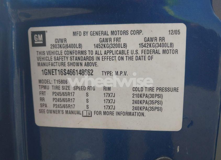 Photo 9 of 2006 Chevrolet Trailblazer EXT LS (VIN 1GNET16S466148662)