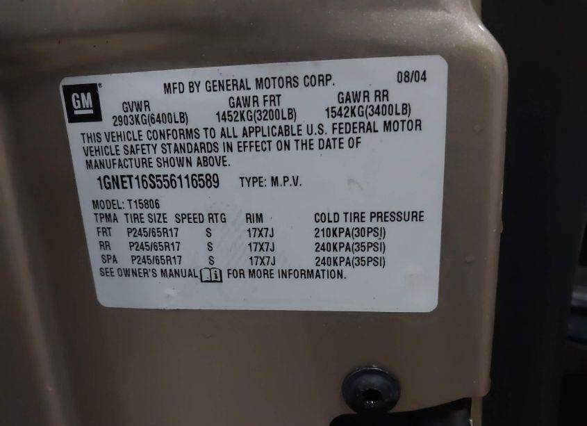 Photo 9 of 2005 Chevrolet Trailblazer EXT LT (VIN 1GNET16S556116589)