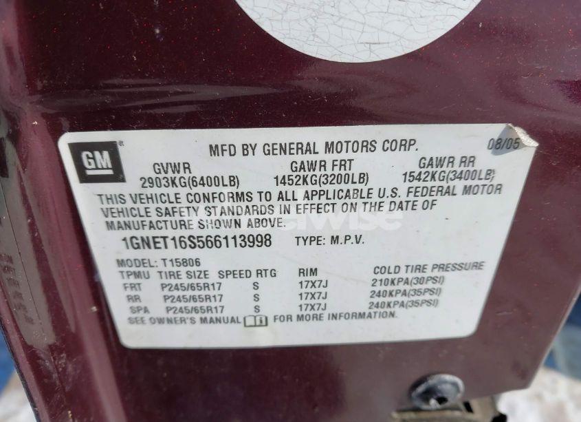 Photo 9 of 2006 Chevrolet Trailblazer EXT LT (VIN 1GNET16S566113998)