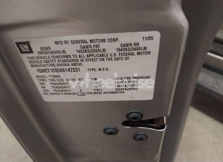 Photo 9 of 2006 Chevrolet Trailblazer EXT LT (VIN 1GNET16S566147231)