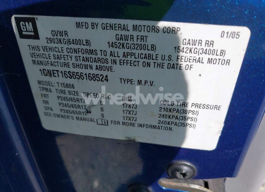 Photo 9 of 2005 Chevrolet Trailblazer EXT LS (VIN 1GNET16S656168524)