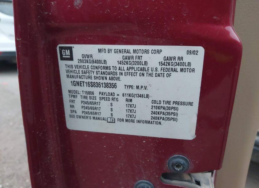 Photo 9 of 2003 Chevrolet Trailblazer EXT LT (VIN 1GNET16S836138356)