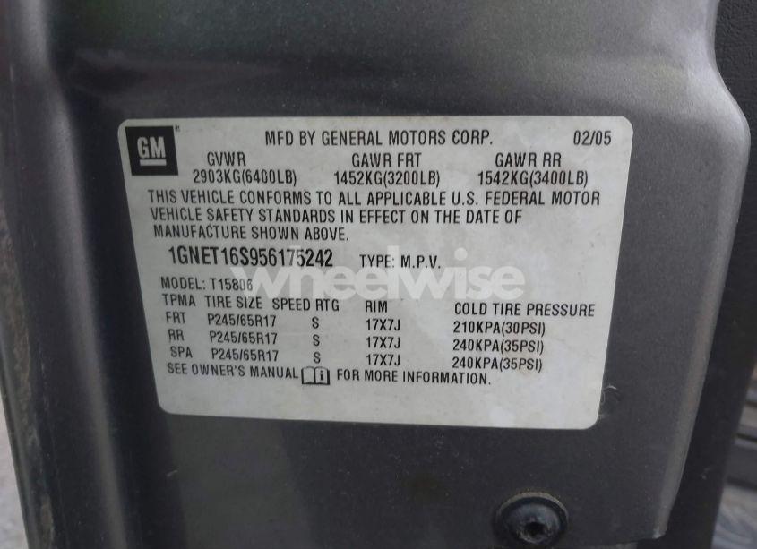 Photo 9 of 2005 Chevrolet Trailblazer EXT LT (VIN 1GNET16S956175242)