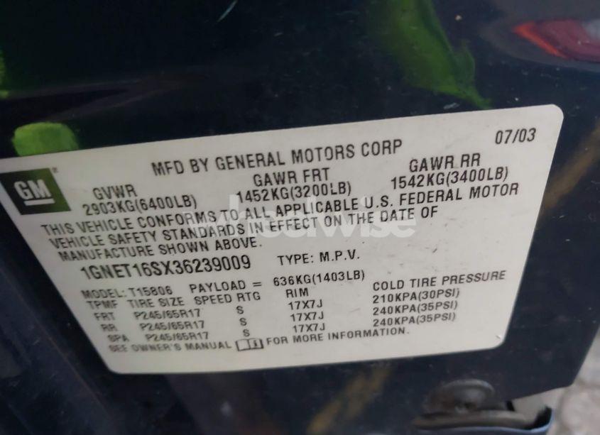 Photo 9 of 2003 Chevrolet Trailblazer EXT LS (VIN 1GNET16SX36239009)