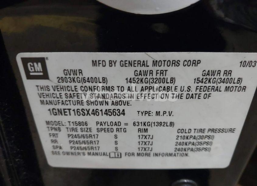 Photo 9 of 2004 Chevrolet Trailblazer EXT LT (VIN 1GNET16SX46145634)