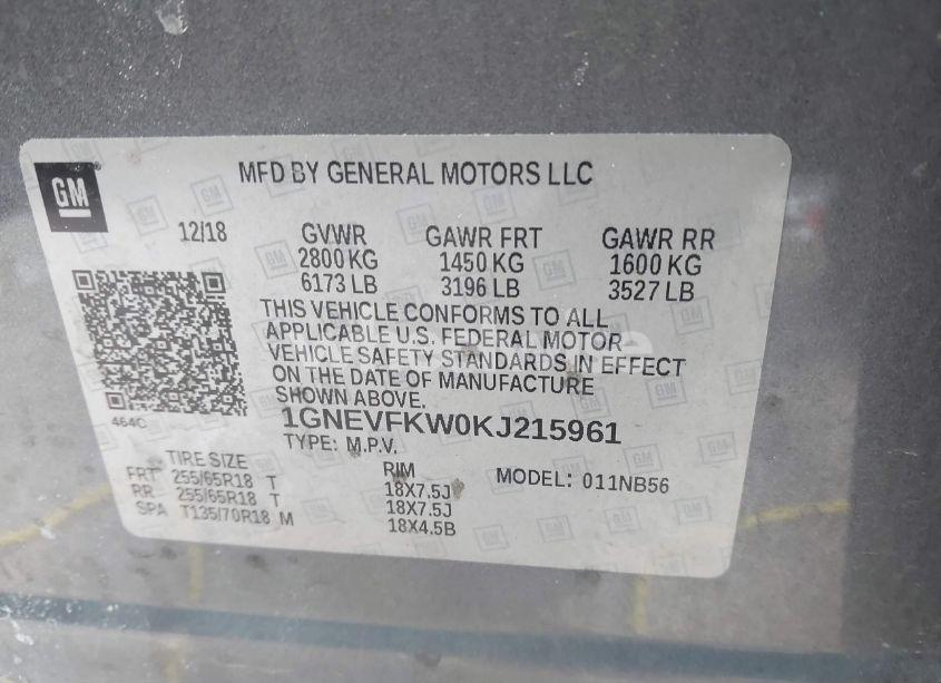 Photo 9 of 2019 Chevrolet Traverse LS (VIN 1GNEVFKW0KJ215961)