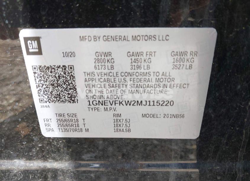 Photo 9 of 2021 Chevrolet Traverse AWD LS (VIN 1GNEVFKW2MJ115220)