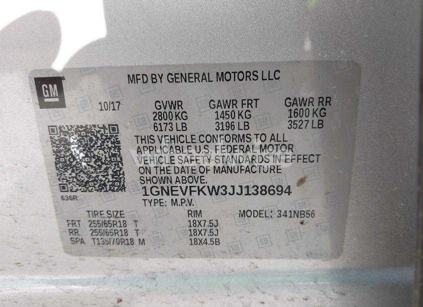 Photo 9 of 2018 Chevrolet Traverse LS (VIN 1GNEVFKW3JJ138694)