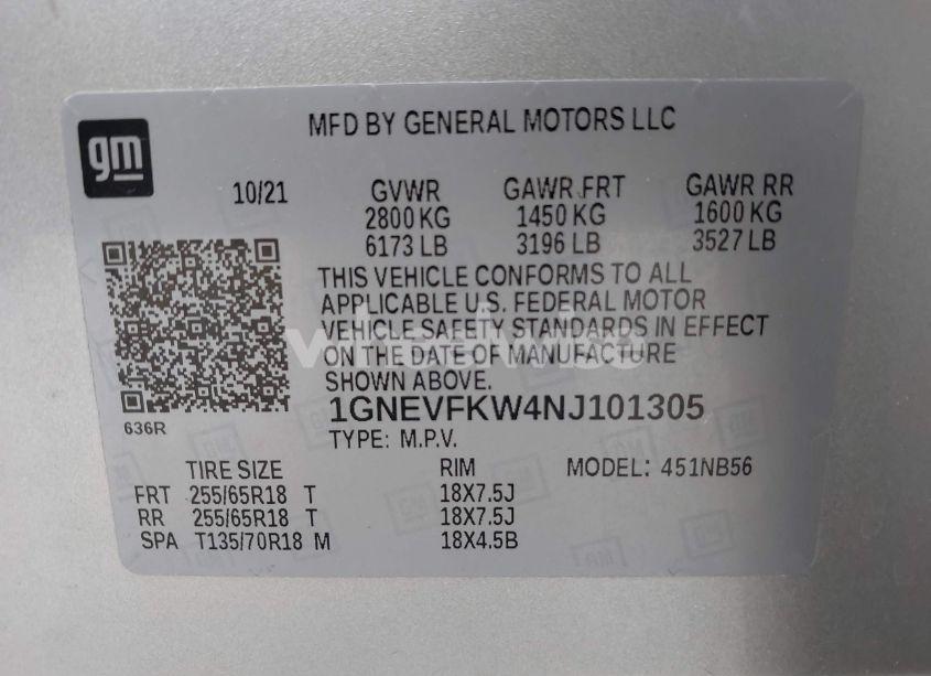 Photo 9 of 2022 Chevrolet Traverse AWD LS (VIN 1GNEVFKW4NJ101305)