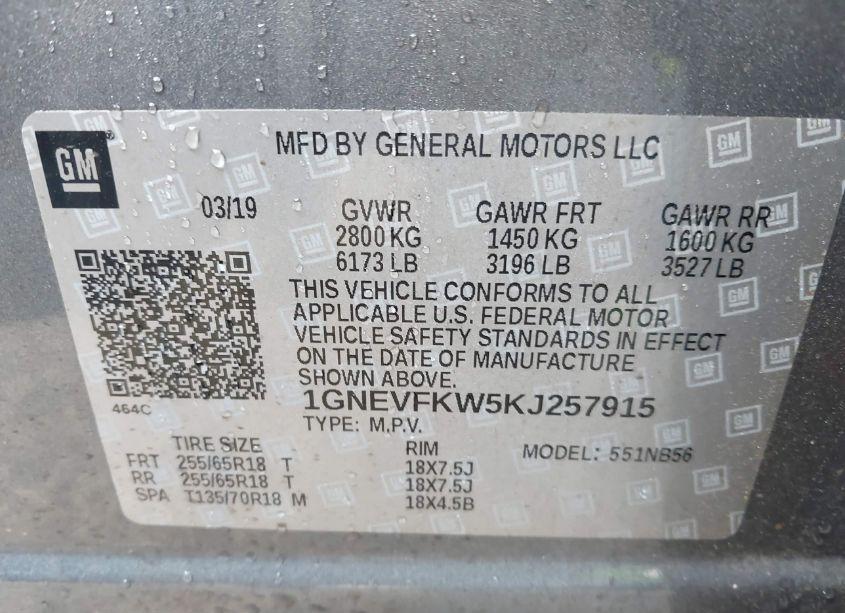 Photo 9 of 2019 Chevrolet Traverse LS (VIN 1GNEVFKW5KJ257915)