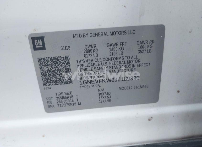 Photo 9 of 2018 Chevrolet Traverse LS (VIN 1GNEVFKW6JJ189896)