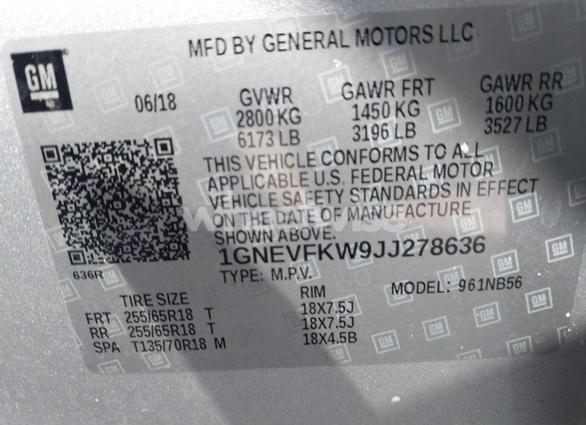 Photo 9 of 2018 Chevrolet Traverse LS (VIN 1GNEVFKW9JJ278636)