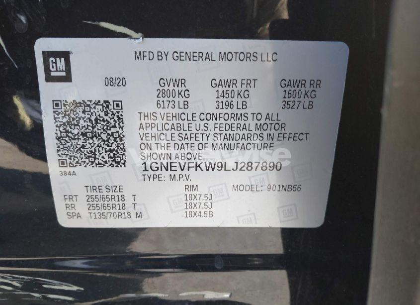 Photo 9 of 2020 Chevrolet Traverse AWD LS (VIN 1GNEVFKW9LJ287890)