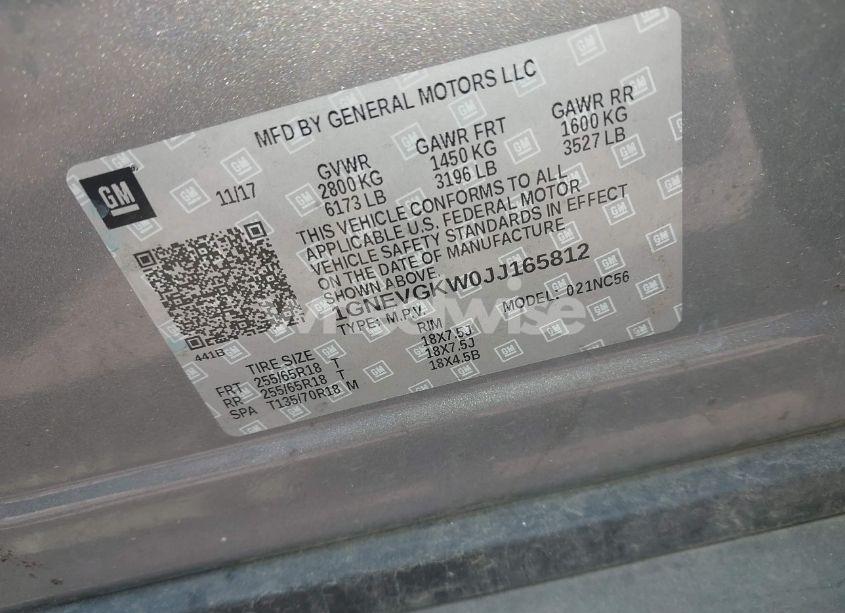 Photo 9 of 2018 Chevrolet Traverse 1LT (VIN 1GNEVGKW0JJ165812)