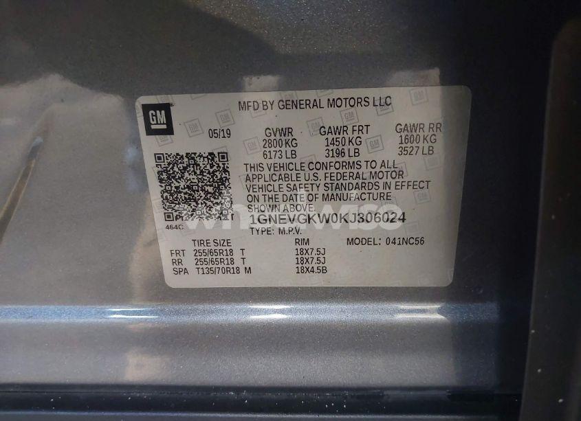 Photo 9 of 2019 Chevrolet Traverse 1LT (VIN 1GNEVGKW0KJ306024)