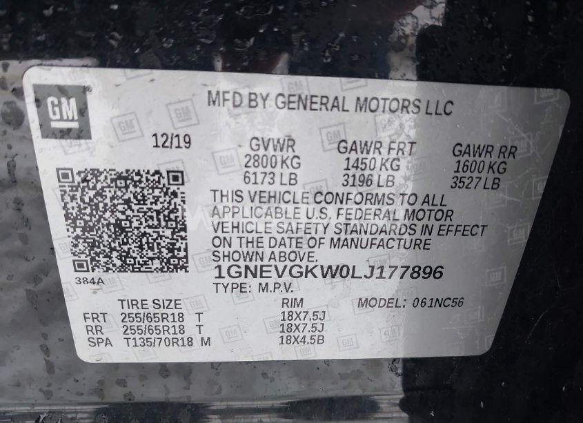 Photo 9 of 2020 Chevrolet Traverse AWD LT CLOTH (VIN 1GNEVGKW0LJ177896)