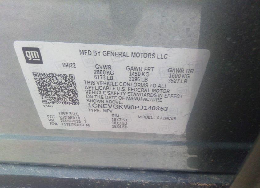 Photo 9 of 2023 Chevrolet Traverse AWD LT CLOTH (VIN 1GNEVGKW0PJ140353)