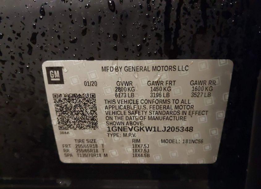 Photo 9 of 2020 Chevrolet Traverse AWD LT CLOTH (VIN 1GNEVGKW1LJ205348)