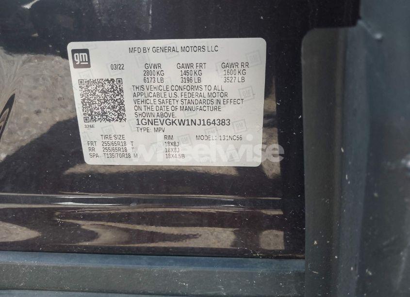 Photo 9 of 2022 Chevrolet Traverse AWD LT CLOTH (VIN 1GNEVGKW1NJ164383)