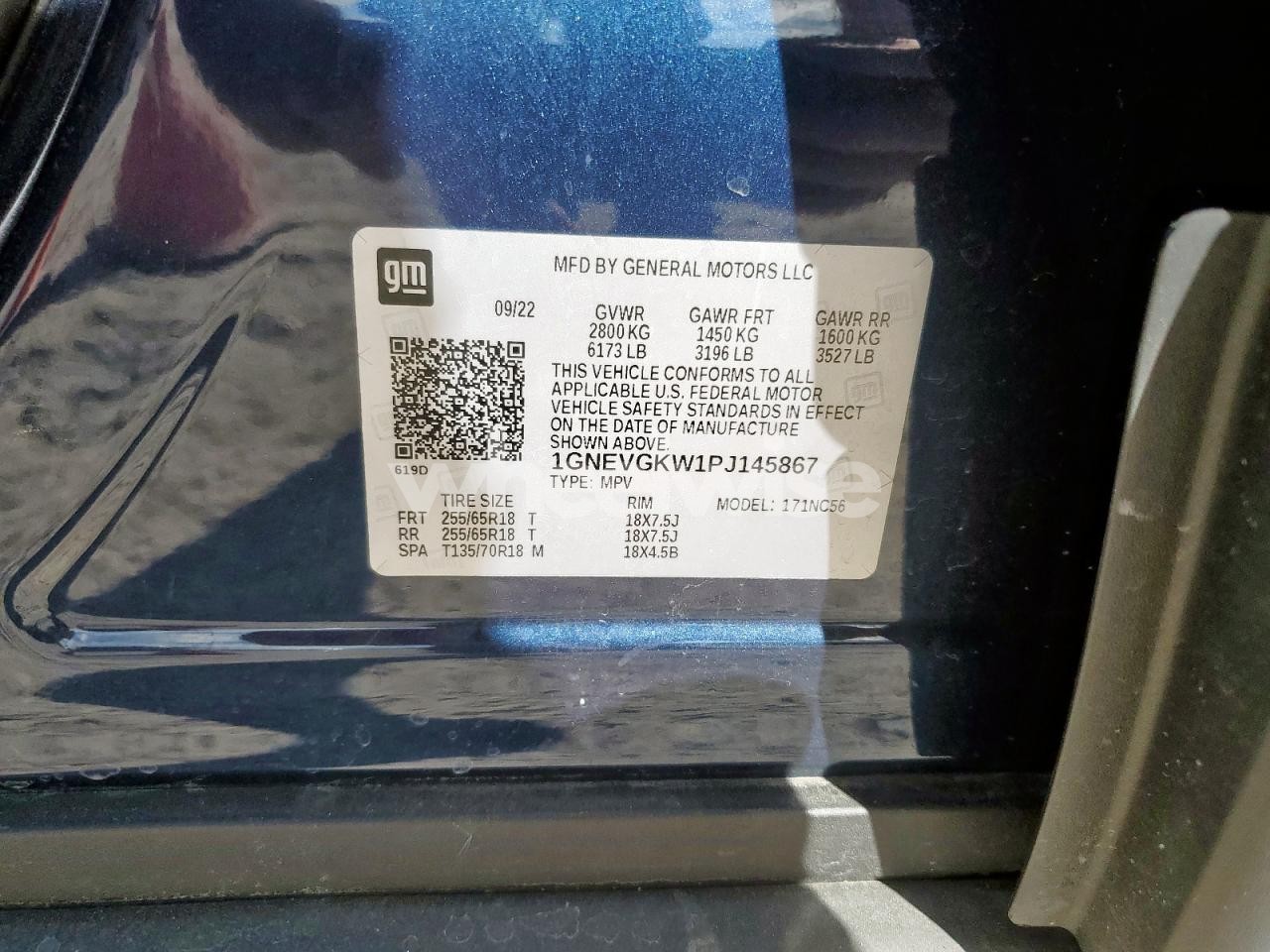 Photo 13 of 2023 CHEVROLET TRAVERSE LT (VIN 1GNEVGKW1PJ145867)